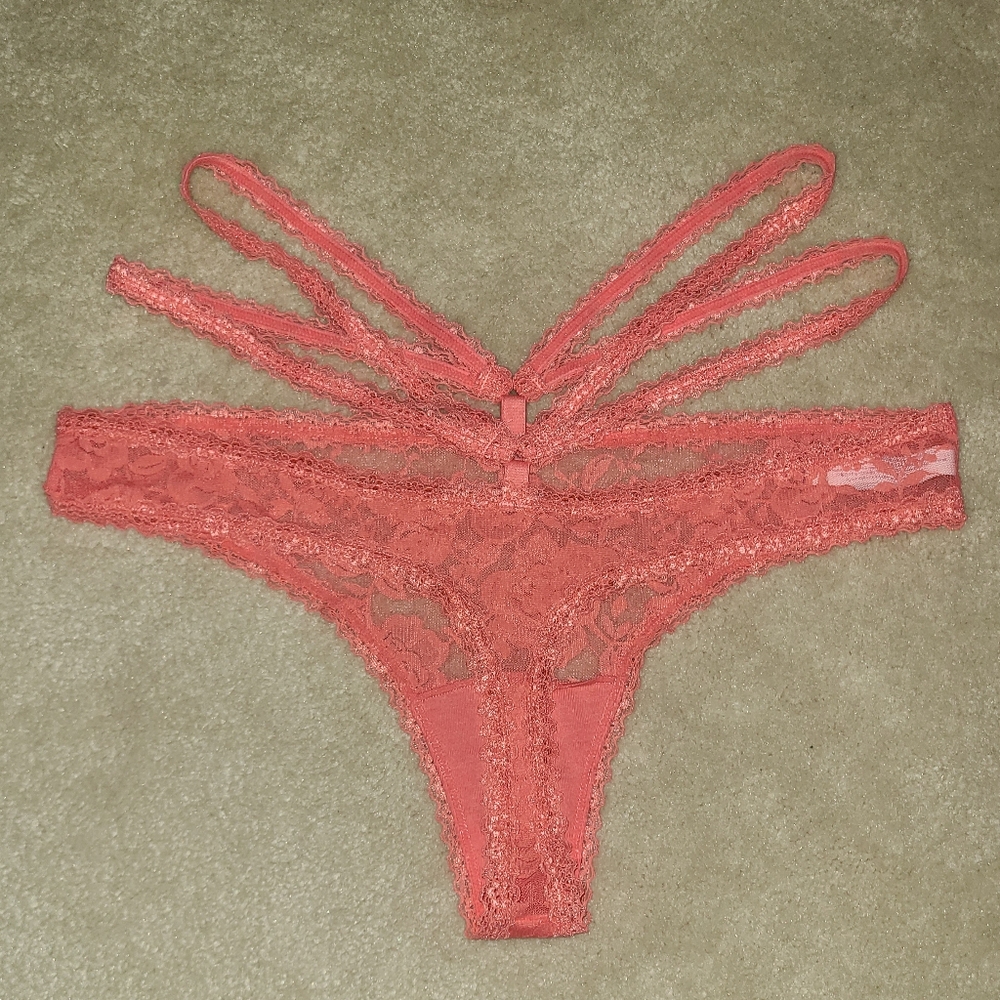 Adored By Adore Me Marley Strappy Thong Panty Size M Sheer Lace Lingerie Panties
